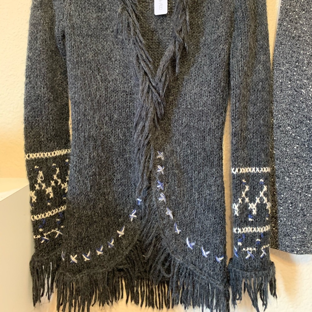Free People Gray Fringe Sweater